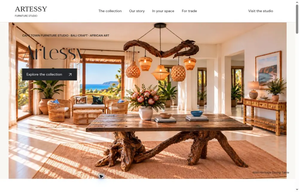 Artessy landing page screenshot